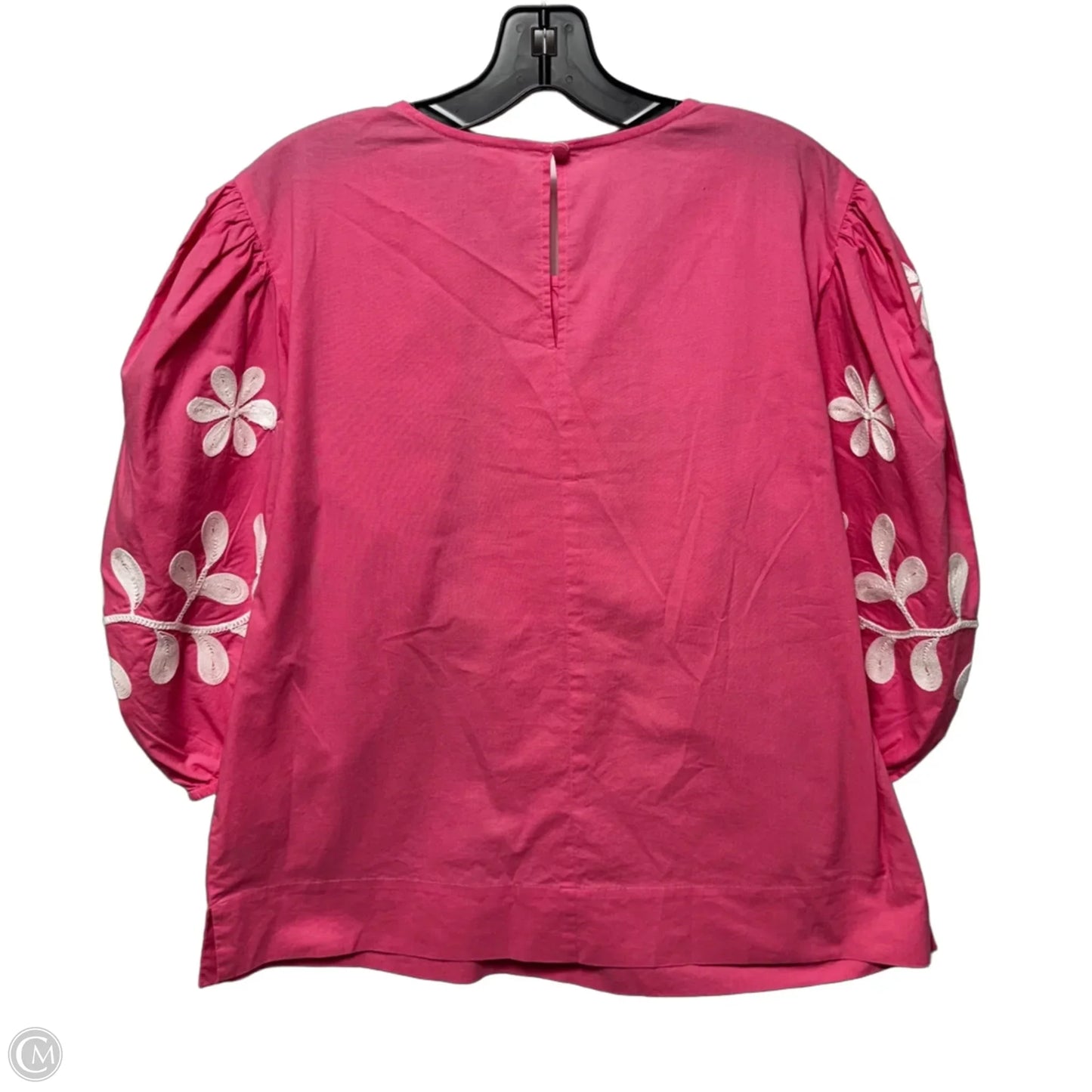 Embroidered Top 3/4 Sleeve By Ivy Jane In Pink & White, Size: M