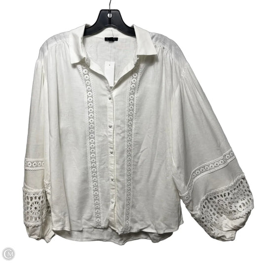 Top Long Sleeve By Ann Taylor In White, Size: M
