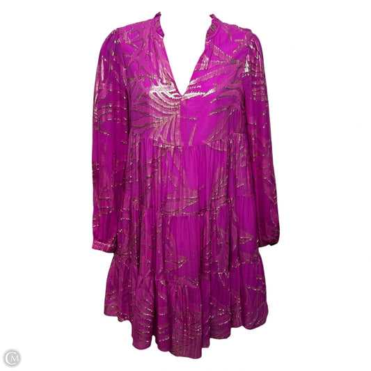 Sarita Silk Metallic Dress Designer By Lilly Pulitzer In Gold & Pink, Size: 0