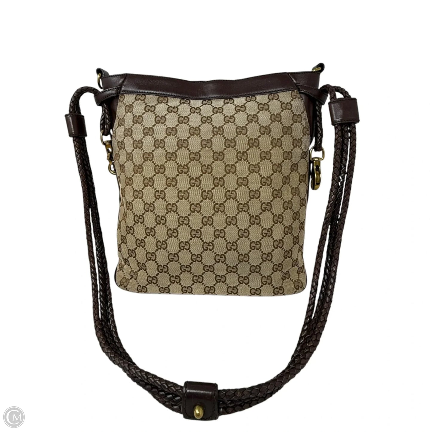 Vintage GG Monogram Canvas Braided Messenger Shoulder Bag  Luxury Designer By Gucci, Size: Medium