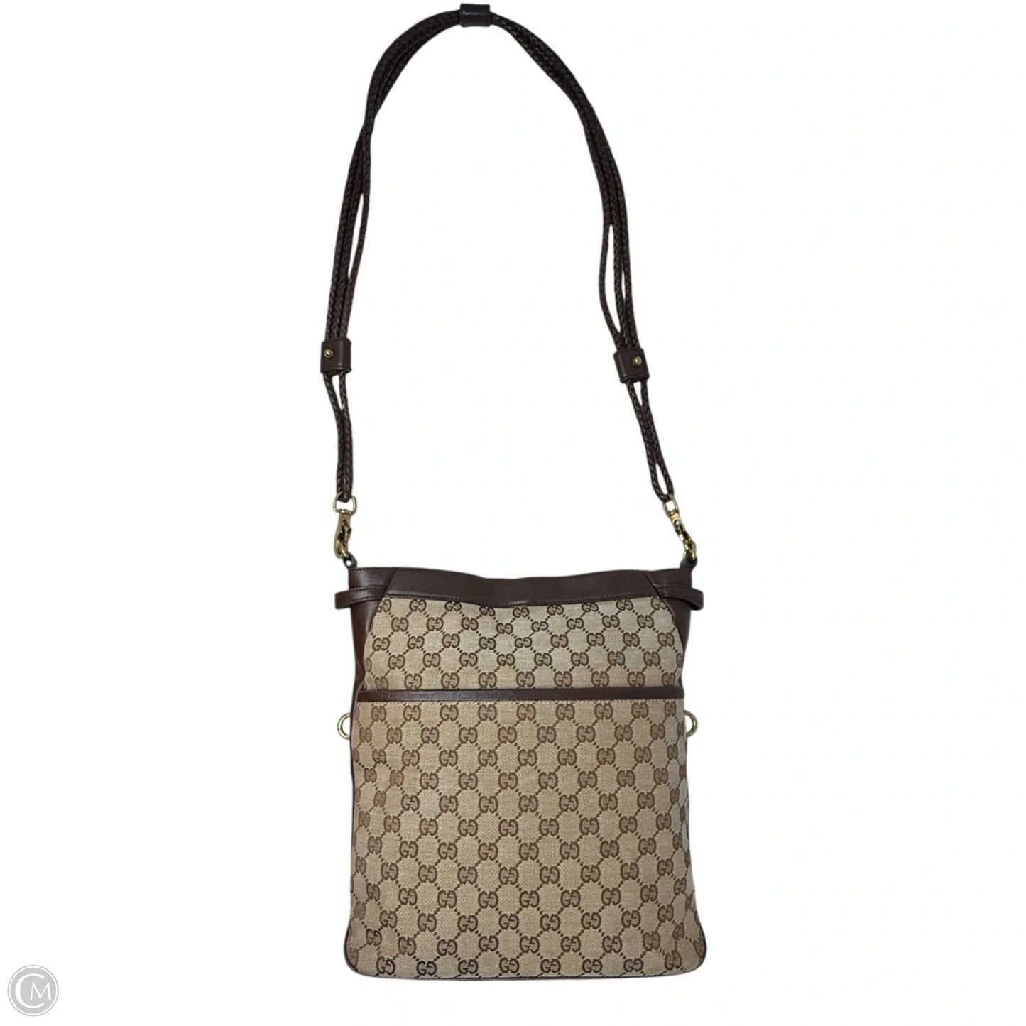 Vintage GG Monogram Canvas Braided Messenger Shoulder Bag  Luxury Designer By Gucci, Size: Medium