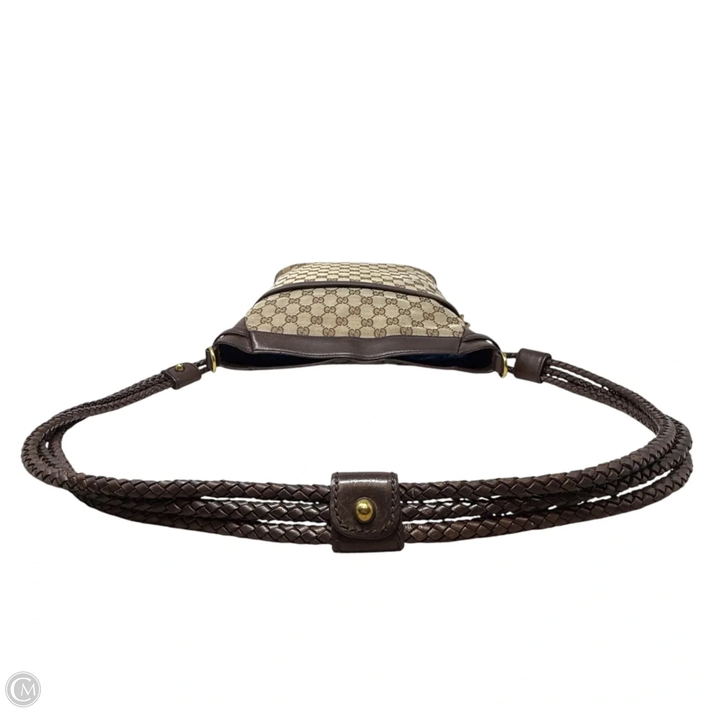 Vintage GG Monogram Canvas Braided Messenger Shoulder Bag  Luxury Designer By Gucci, Size: Medium