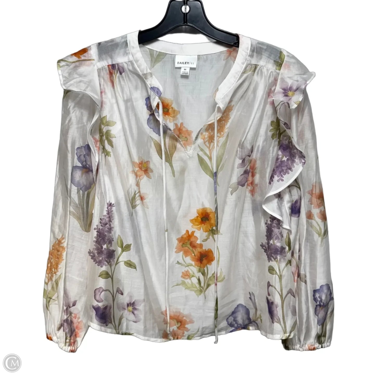Sheer Blouse Long Sleeve By Bailey 44 In Floral Print, Size: M