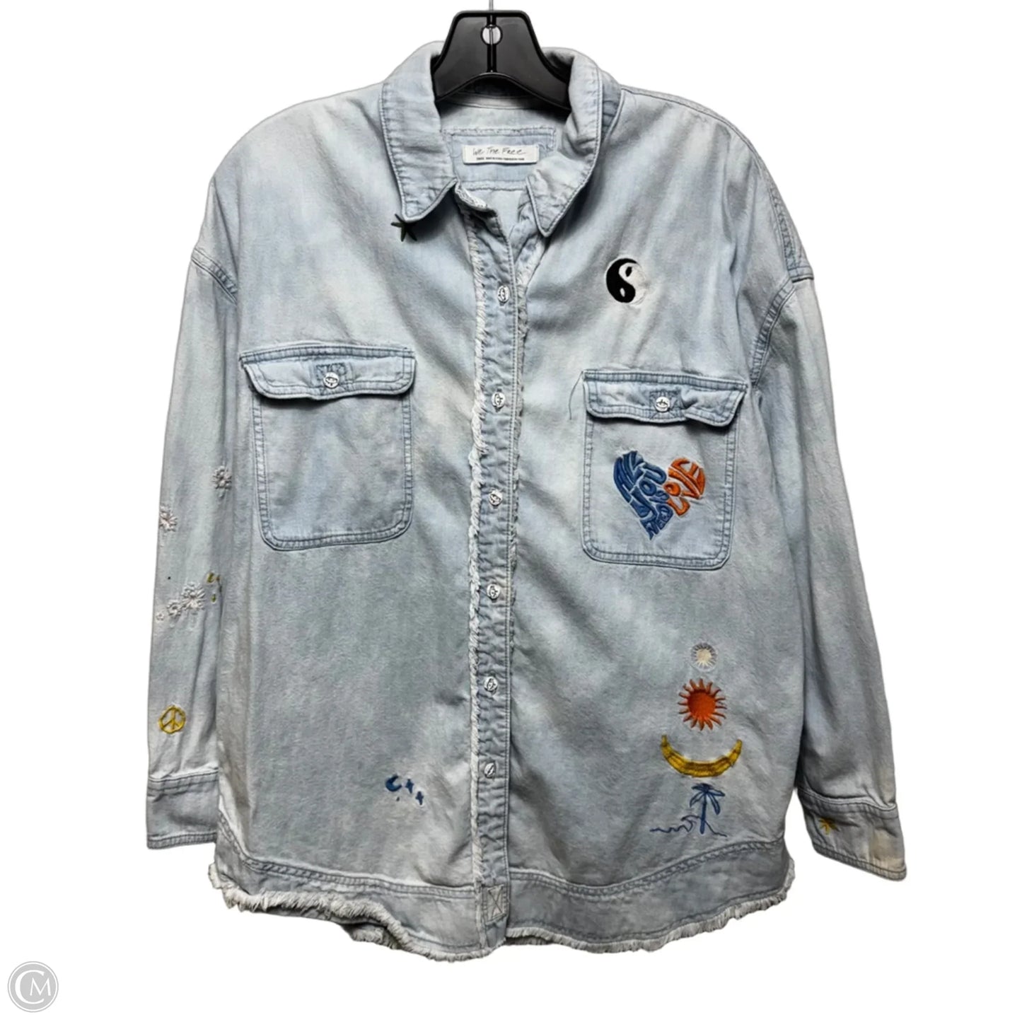 Embroidered Top Long Sleeve By We The Free In Blue Denim, Size: S