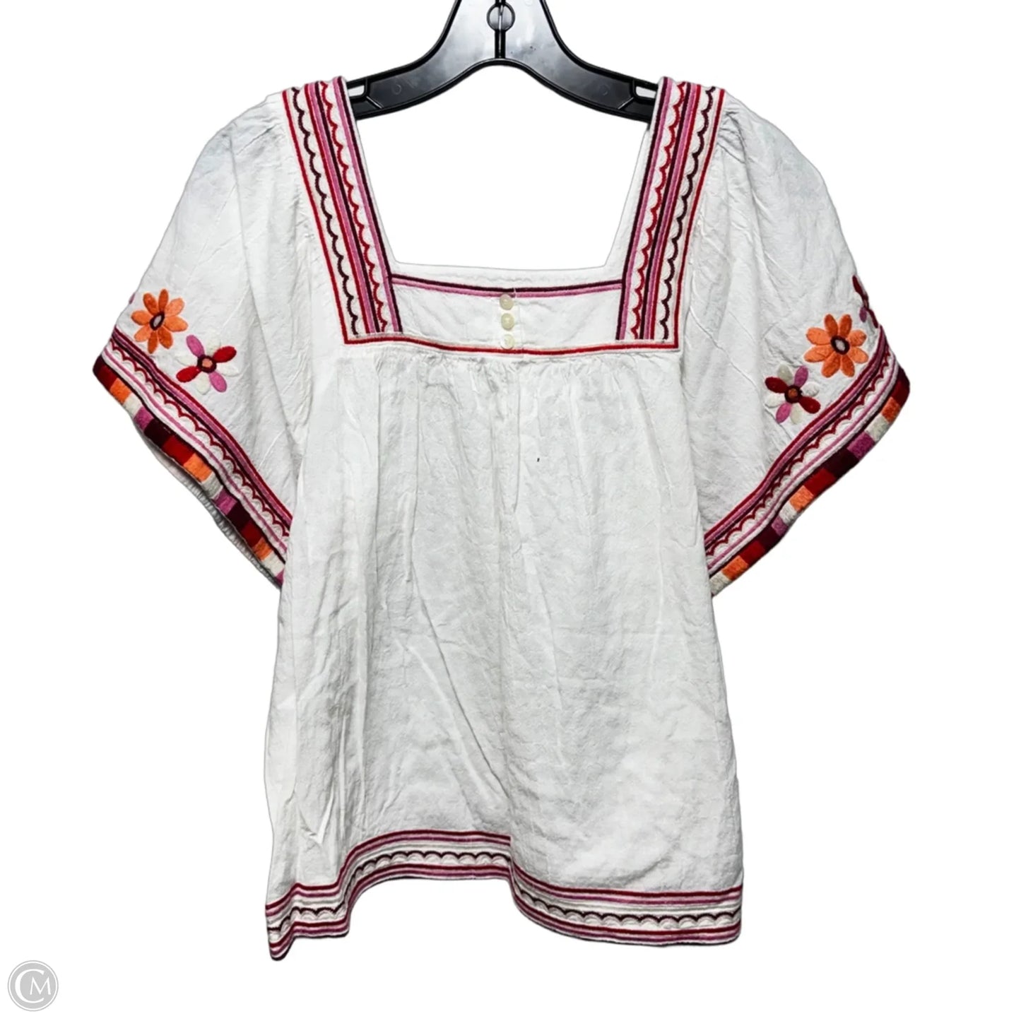Embroidered Top Short Sleeve By Madewell In White, Size: S