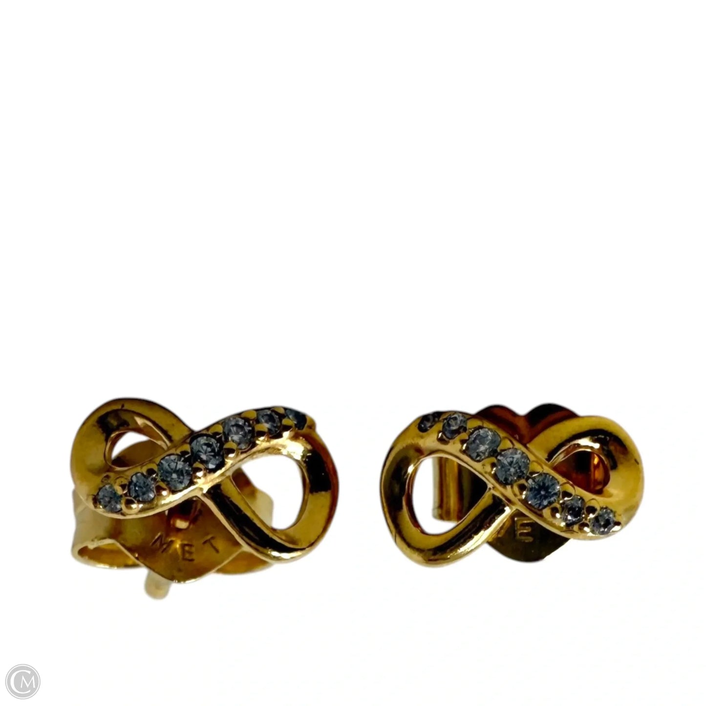 Sparkling Infinity Pavé CZ Stud Earrings In 14k Gold Over Sterling Silver By Pandora