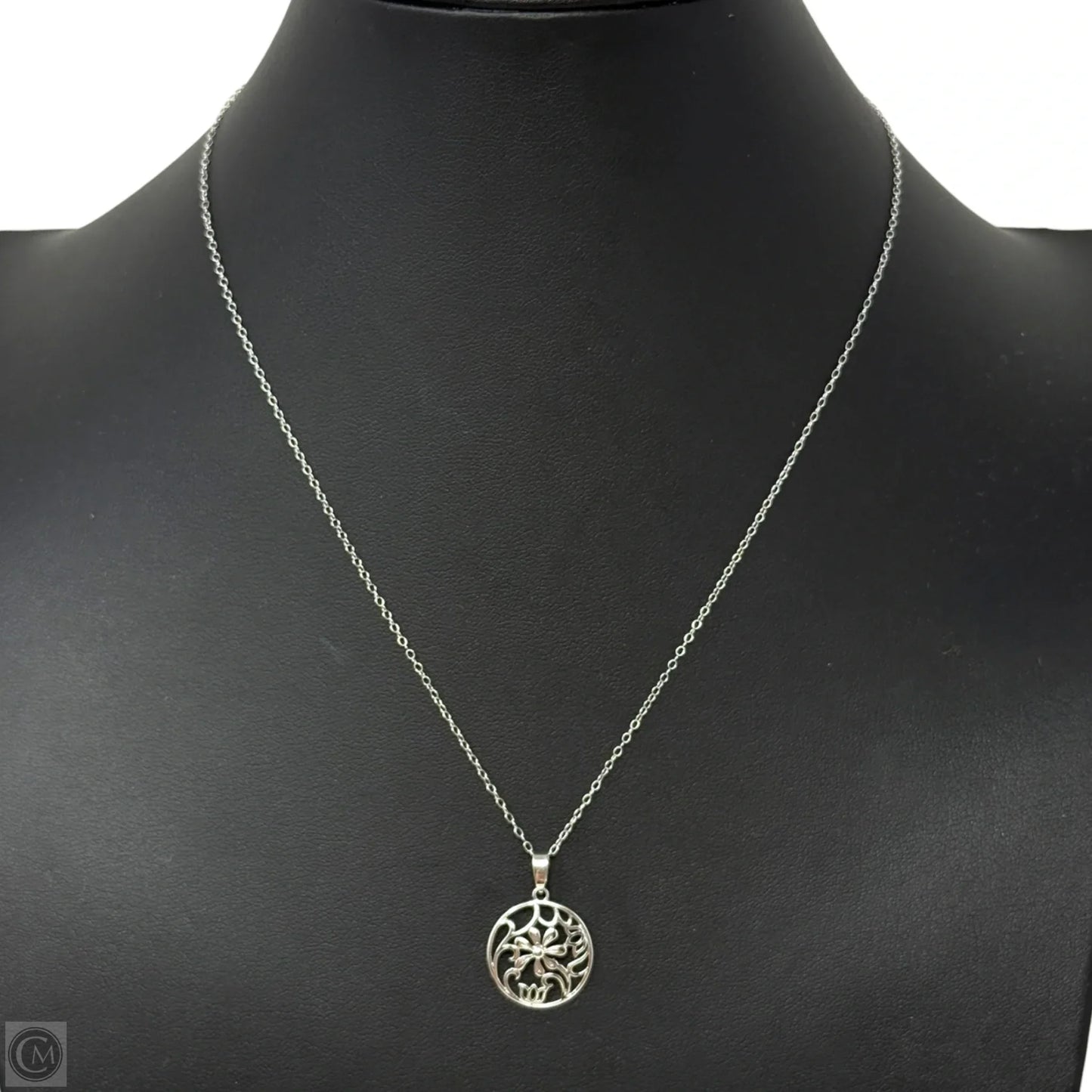 Sterling Silver Botanical Open Work Pendant Necklace
