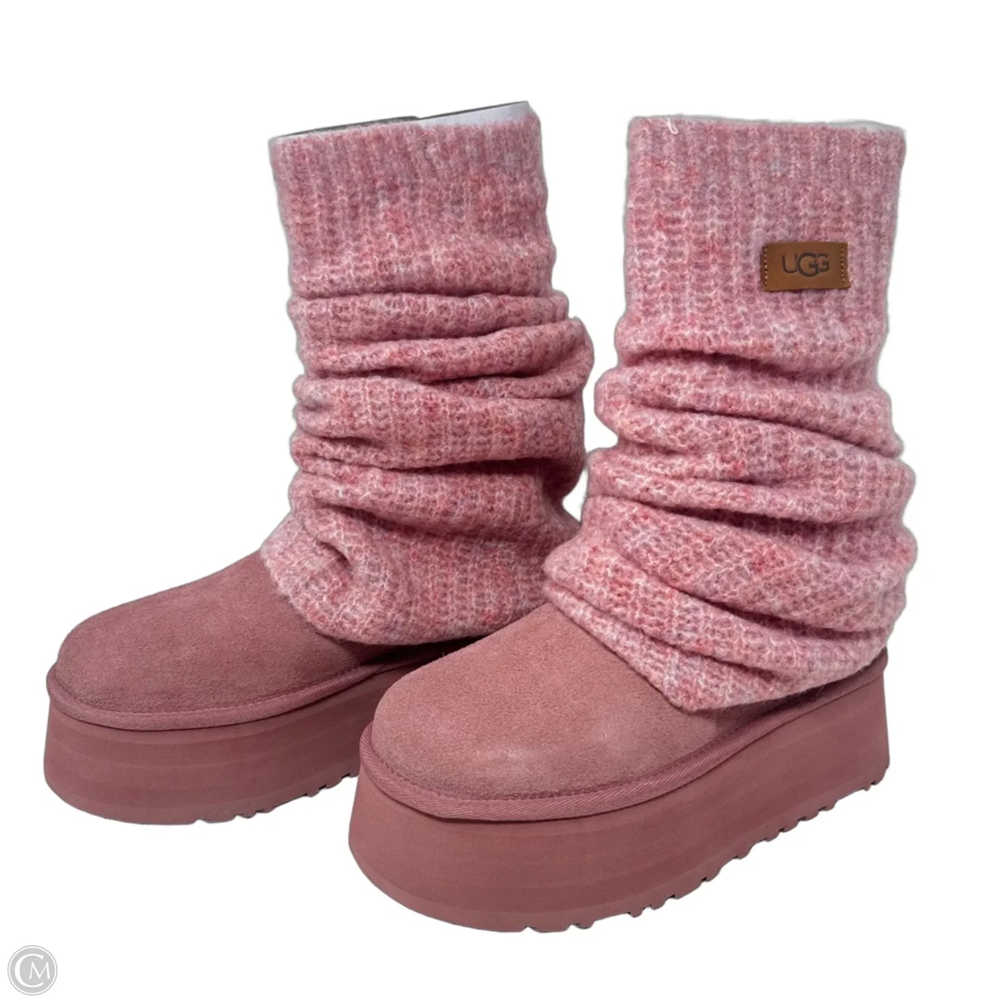 Mini Dipper Leg Warmer Boots Designer By Ugg In Pink, Size: 6