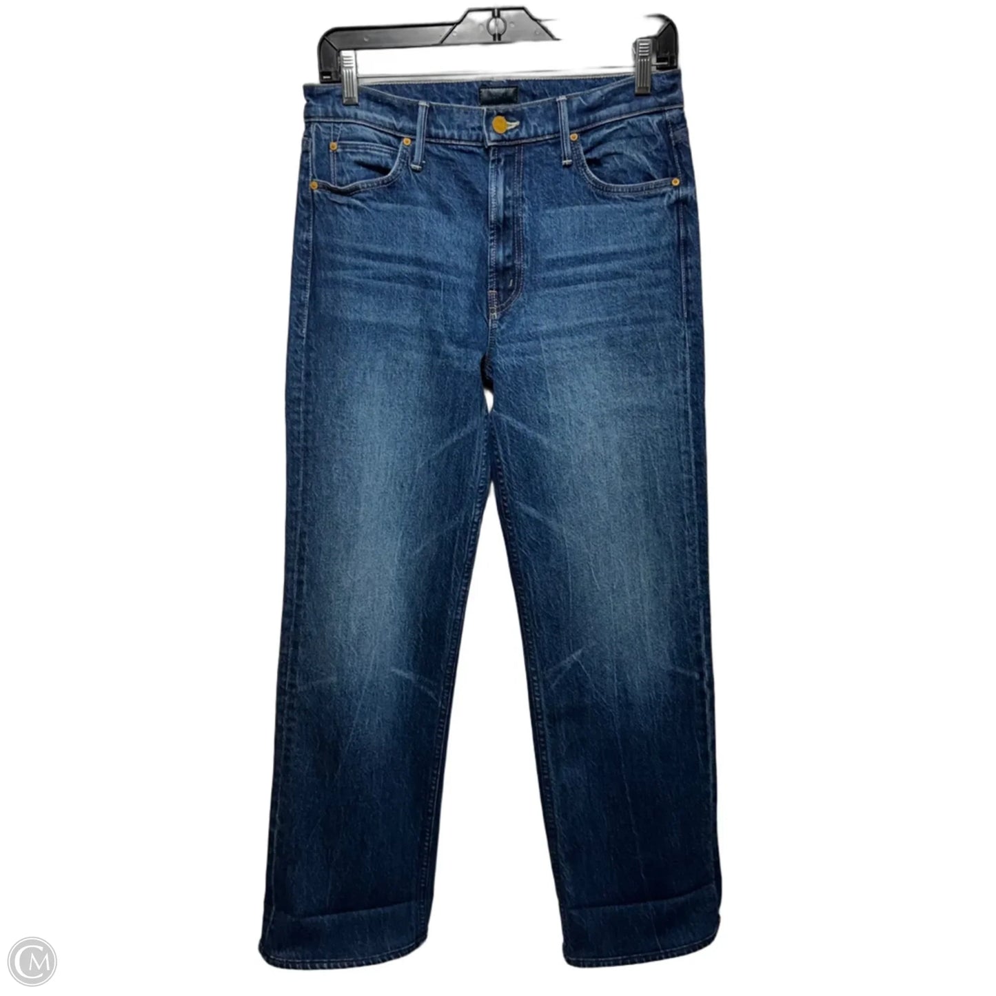 Checkerboard Duster Flood Cuff Jeans Straight By Mother In Blue Denim, Size: 2