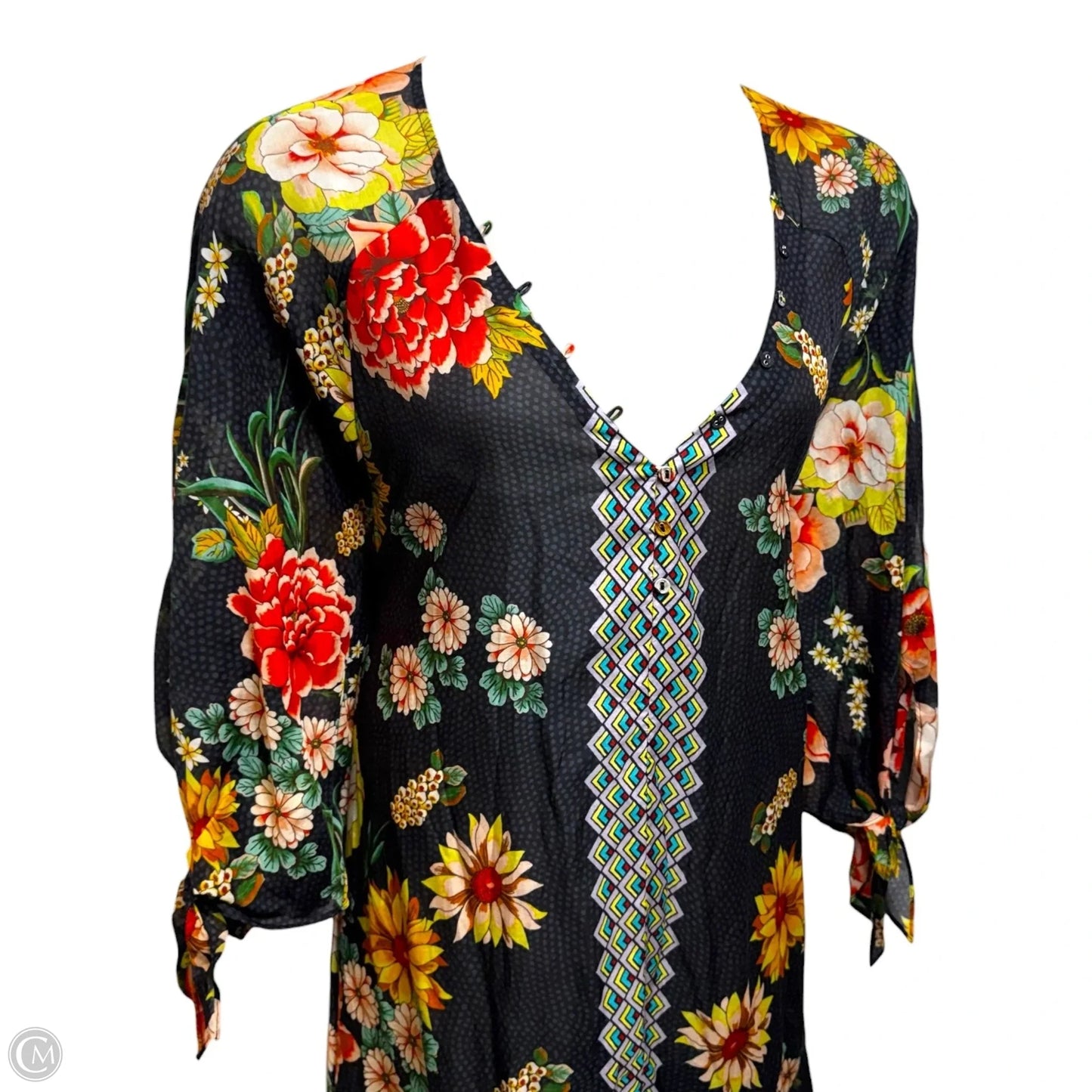 Women’s Floral Border Long Dress By Johnny Was In Floral Print, Size: 1X