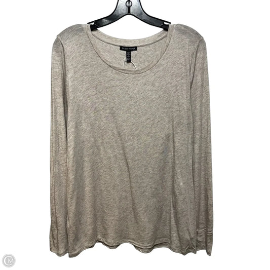 Tencel & Cotton Top Long Sleeve Basic By Eileen Fisher In Tan, Size: 1x