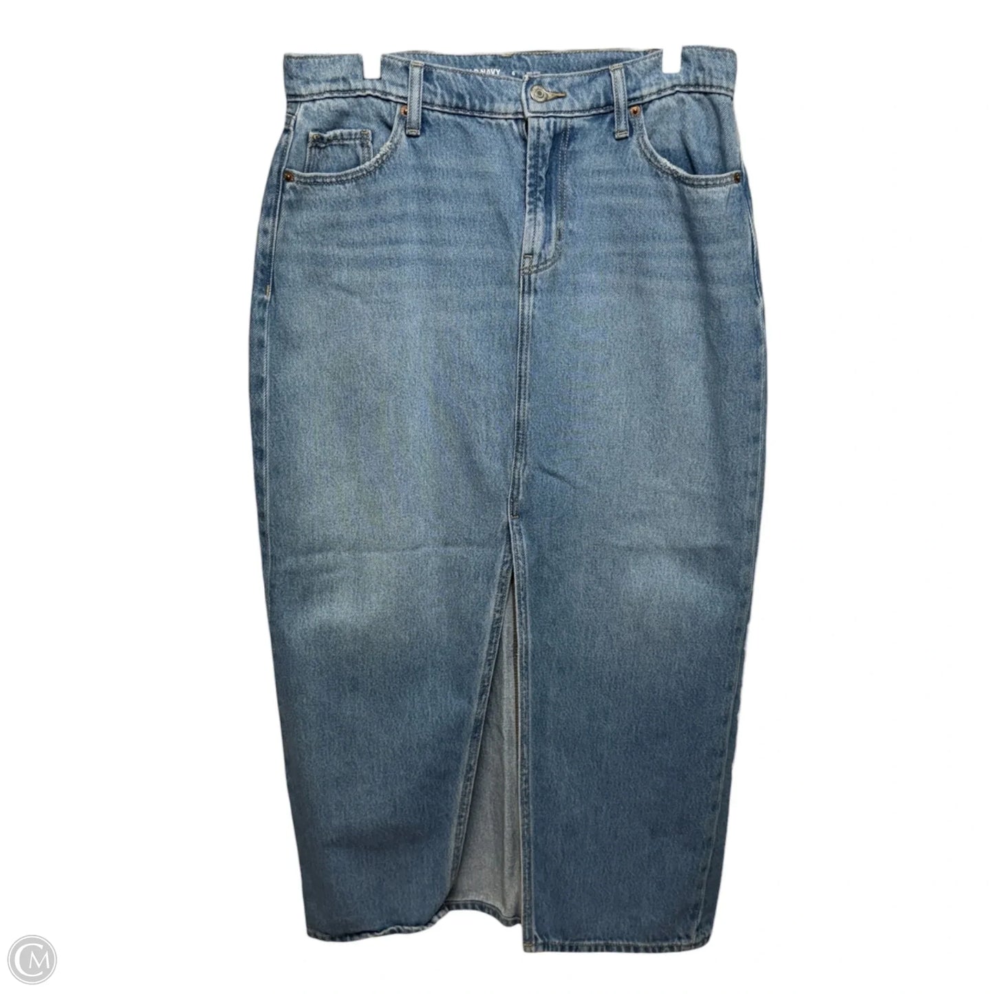 Drapey Denim Mid Rise Skirt Maxi By Old Navy In Blue Denim, Size: 6