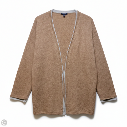 Vintage Cashmere Layered Sweater Cardigan Luxury Designer By Burberry In Taupe & Grey, Size: 14 (46)