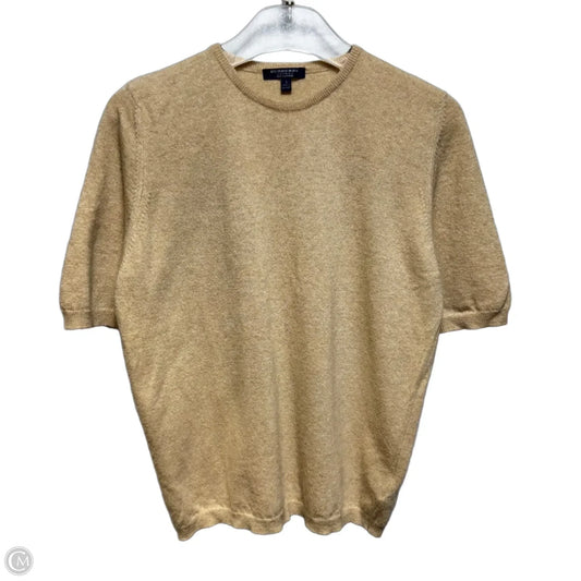 100% Cashmere Short Sleeve Sweater Luxury Designer By Burberry In Tan, Size: L