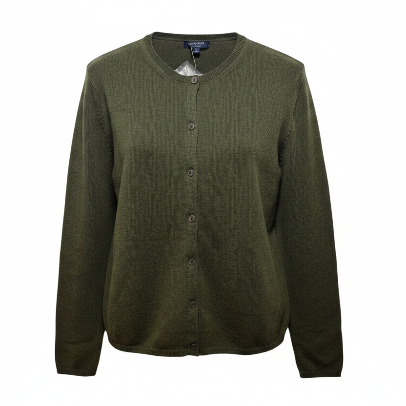 100% Cashmere Sweater Cardigan Luxury Designer By Burberry In Green, Size: L