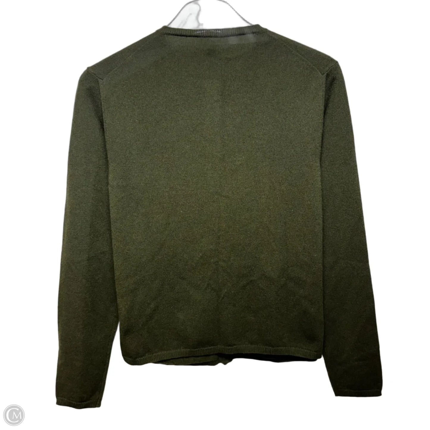 100% Cashmere Sweater Cardigan Luxury Designer By Burberry In Green, Size: L