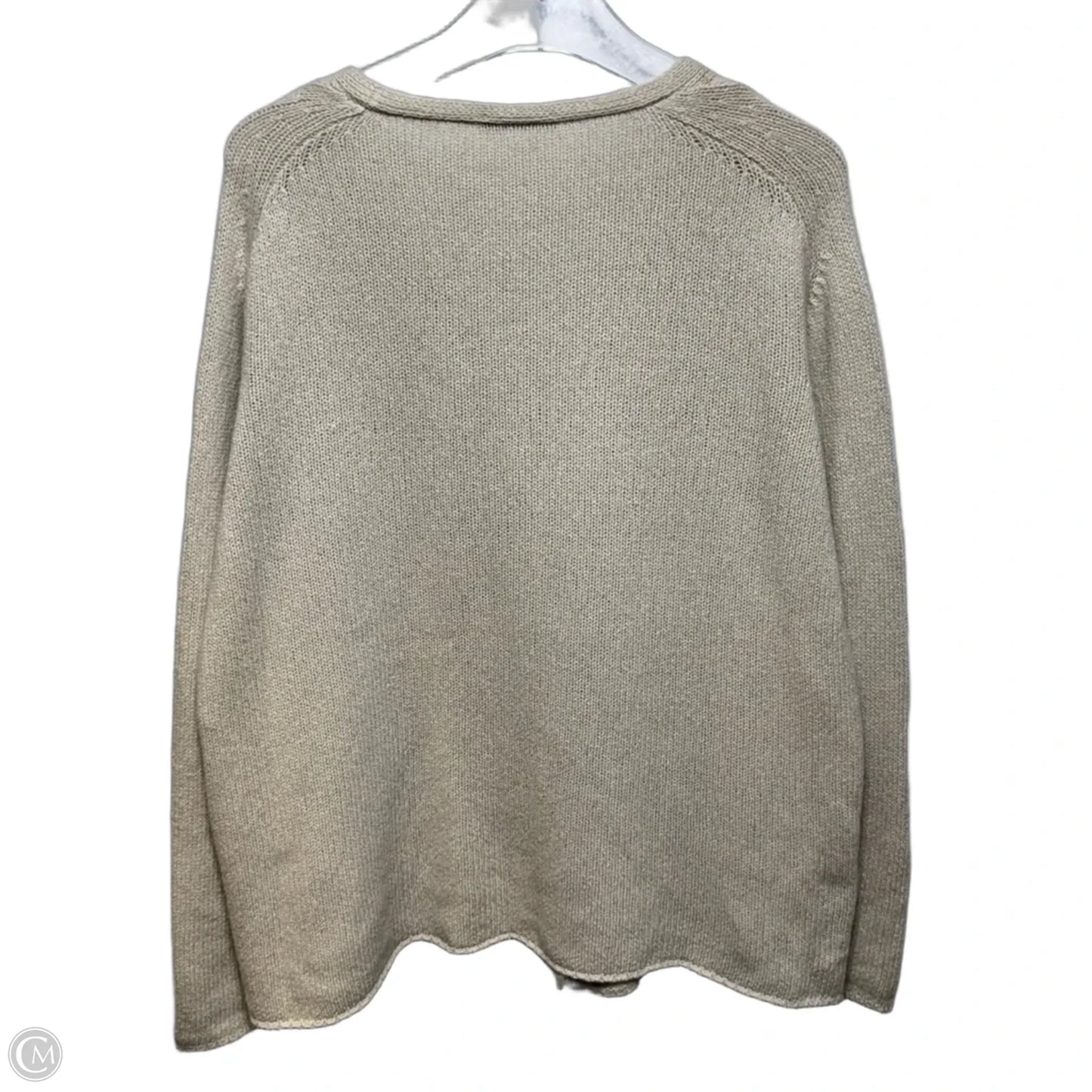 Vintage 100% Cashmere Sweater Cardigan Luxury Designer By Burberry In Cream, Size: 14 (46)