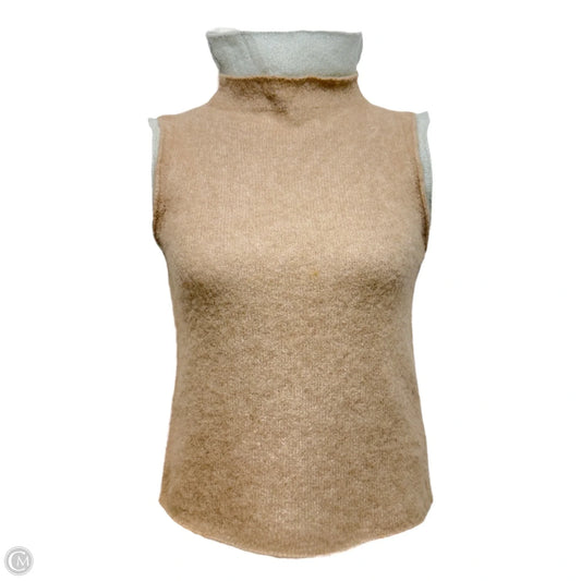 Cashmere Sleeveless Layered Mock Neck Sweater Luxury Designer By Burberry In Brown & Grey, Size: 12