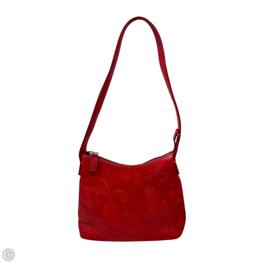 Embossed Leather Mini Handbag By Fossil, Size: Small