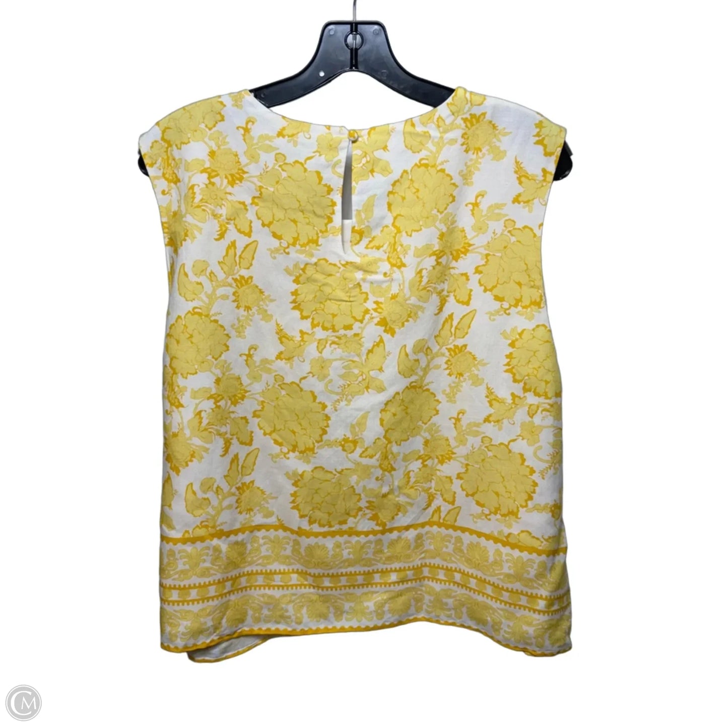 Top Sleeveless By Alex Marie In White & Yellow Floral, Size: Xxl