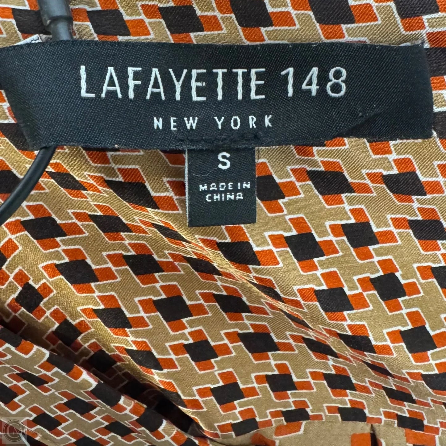 Desra Highgate Houndstooth Herringbone Silk Tunic Designer By Lafayette 148 In Geometric Pattern, Size: S