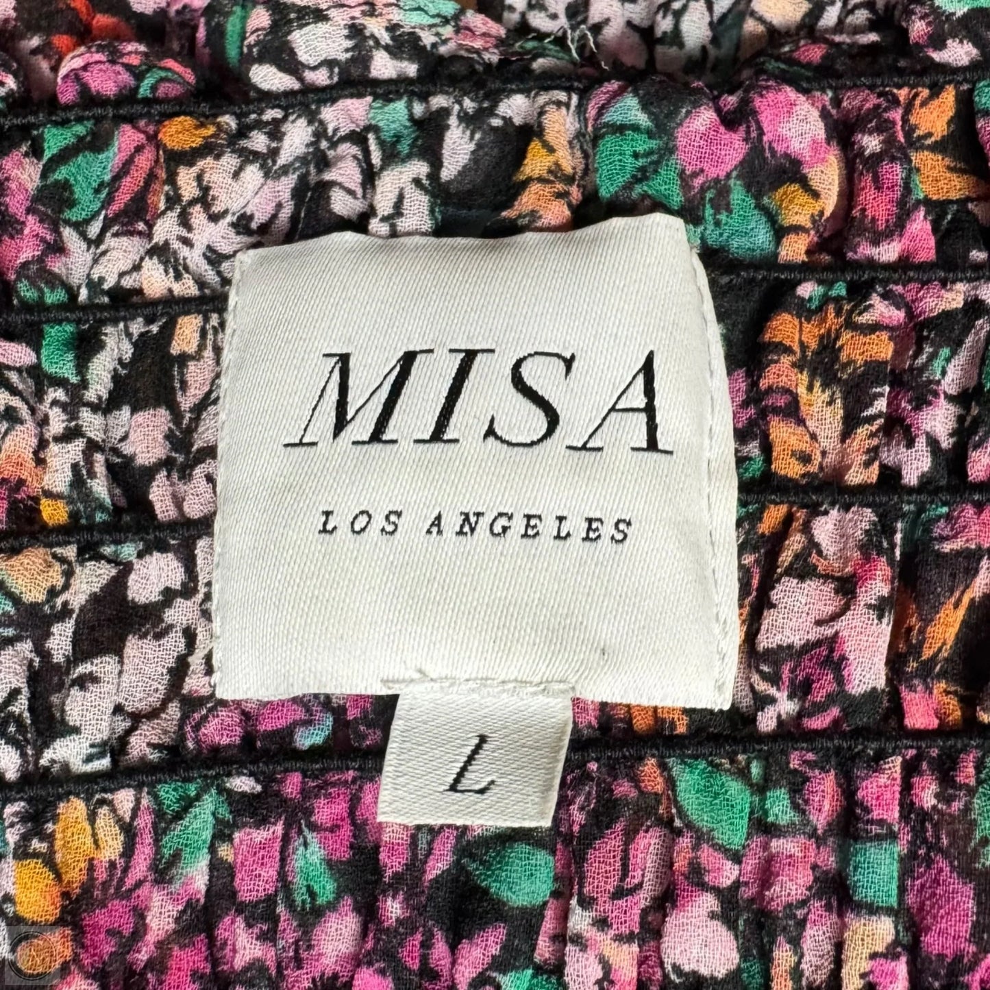 Smocked Dress Designer By Misa In Floral Print, Size: L