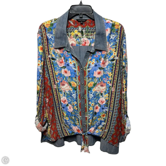 Top Long Sleeve By John Mark In Multi-colored, Size: 2x