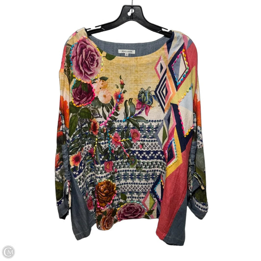 Fleur De Lis Top 3/4 Sleeve By John Mark In Multi-colored, Size: 3x