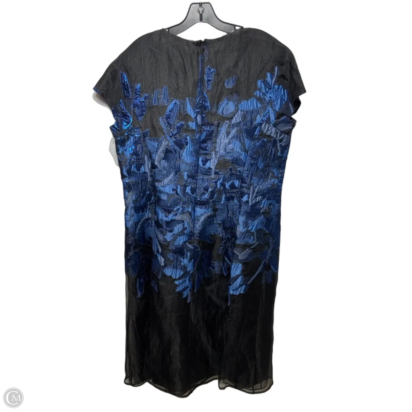 Dress Party Midi By Teri Jon & Rickie Freeman In  Black & Blue, Size: Xl ESTIMATED