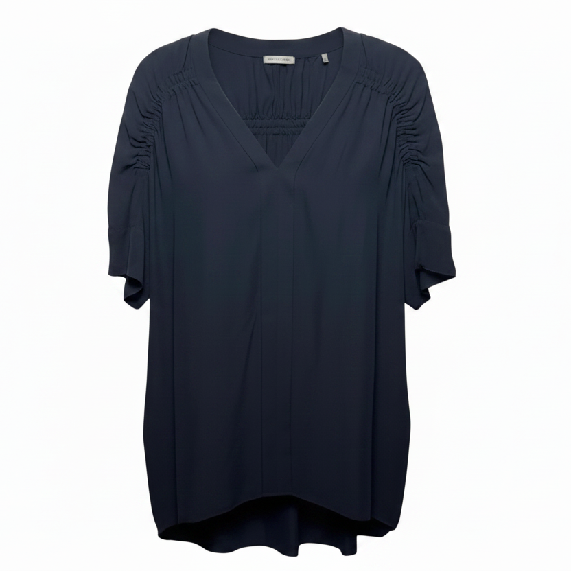 Silk Top Short Sleeve By Elie Tahari In Navy, Size: Xl