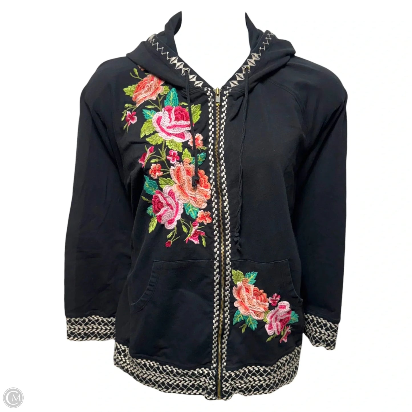 Sweatshirt Hoodie By Johnny Was In Floral Print, Size: 1x