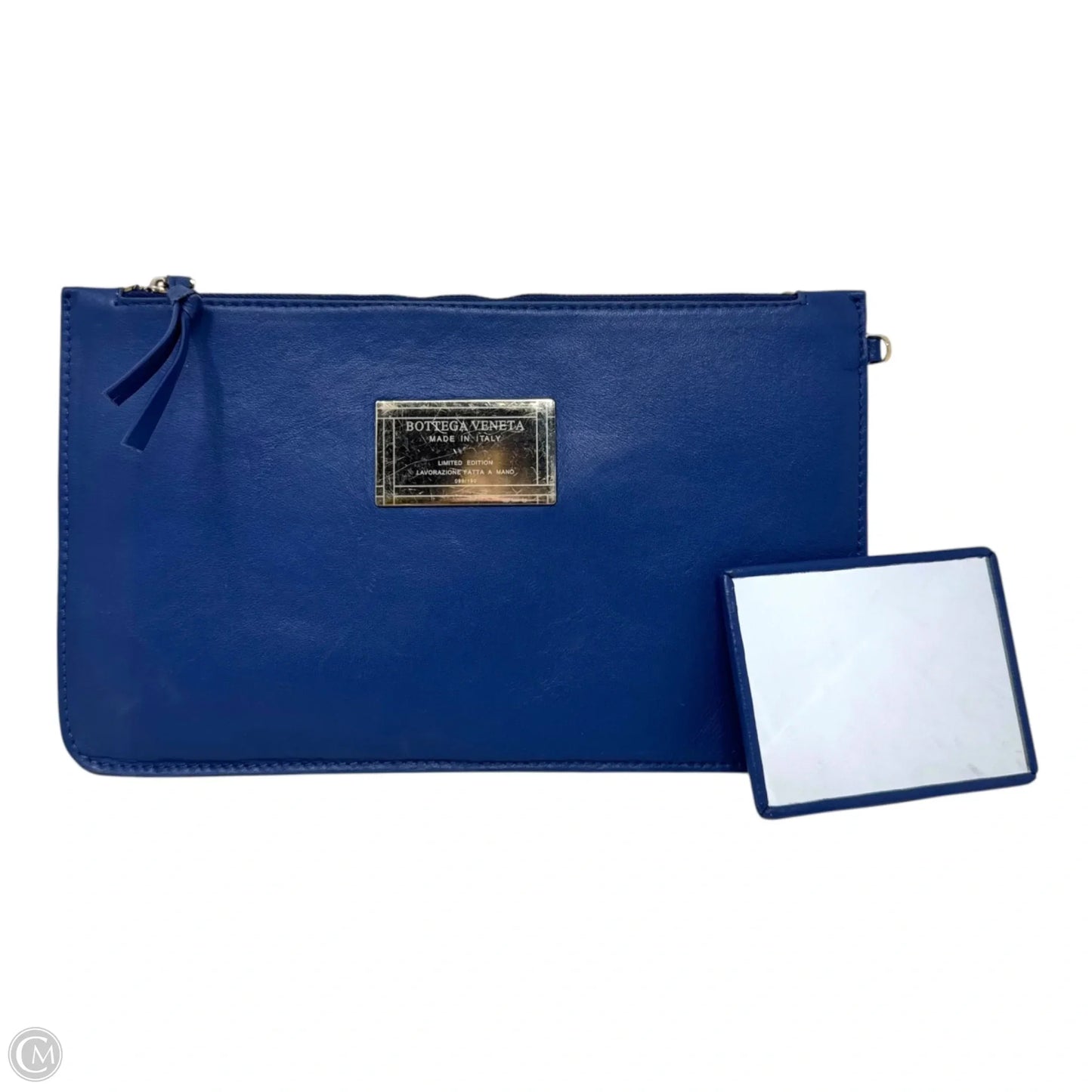 AS IS Limited Edition Leather Zip Document Pouch with Mirror Luxury Designer By Bottega Veneta, Size: Small