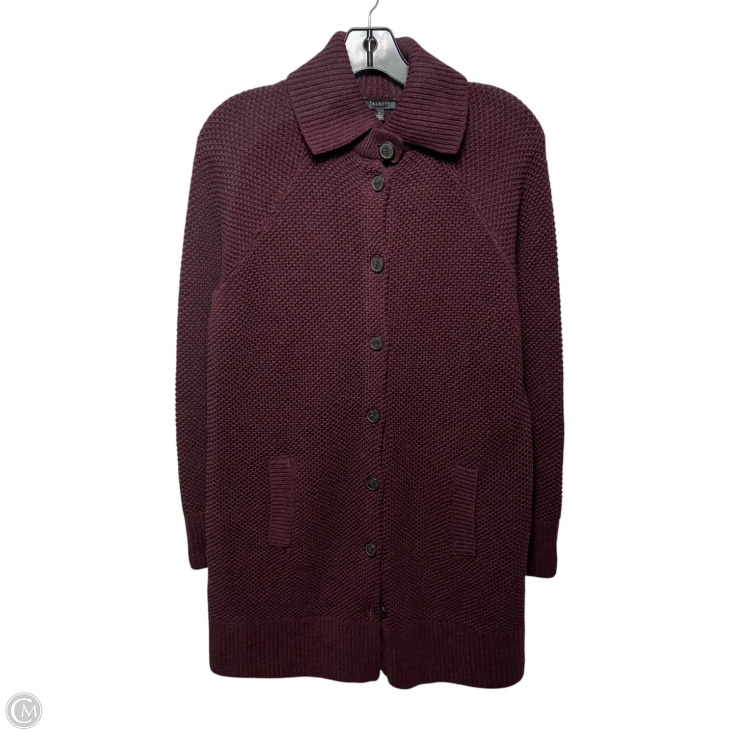 Sweater Cardigan By Talbots In Maroon, Size: S