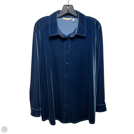 Velvet Top Long Sleeve By Soft Surroundings In Blue, Size: L