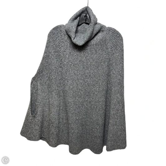 Chunky Turtleneck Poncho Sweater By Kirundo In Grey, Size: XL