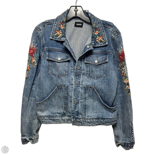 Floral Embroidered Jacket Denim By Hudson In Blue Denim, Size: S