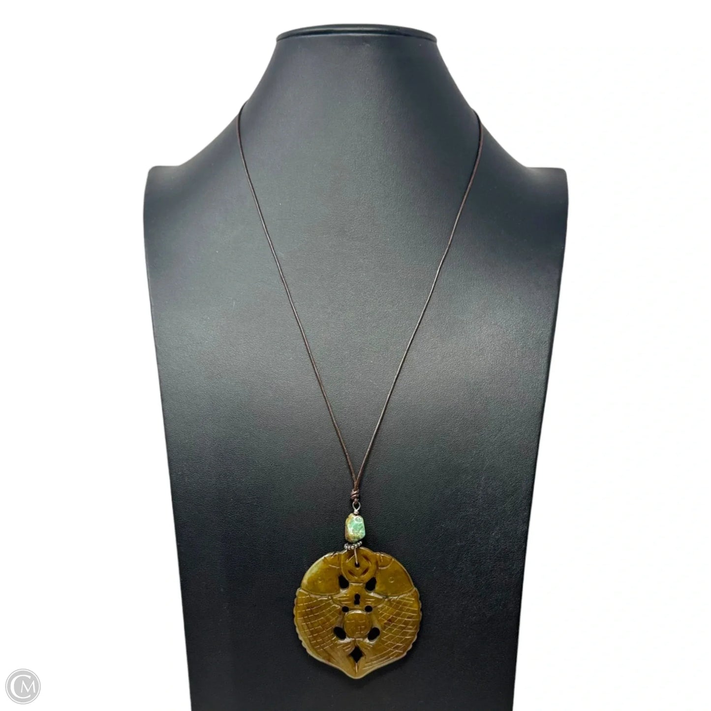 Carved Koi Pendant on Leather Cord Necklace