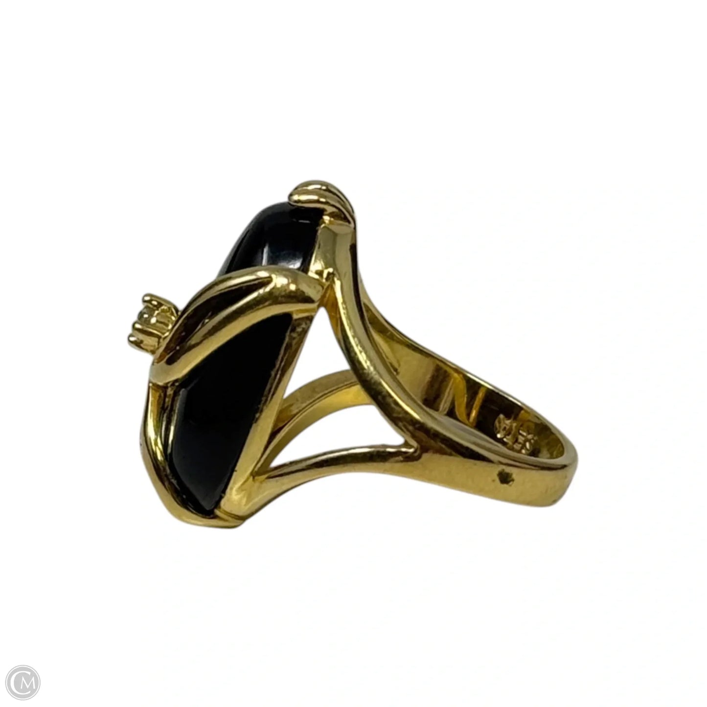 Black Oval Cocktail Ring Statement By Seta, Size: 7