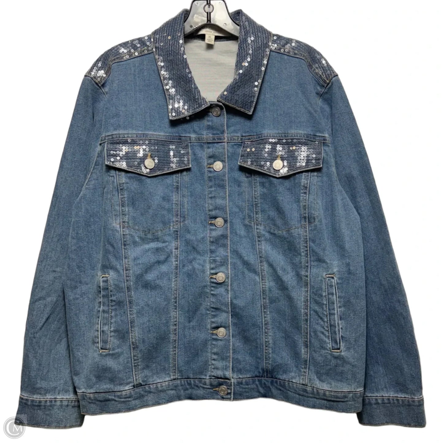 Jacket Denim By Cato In Blue Denim, Size: Xl