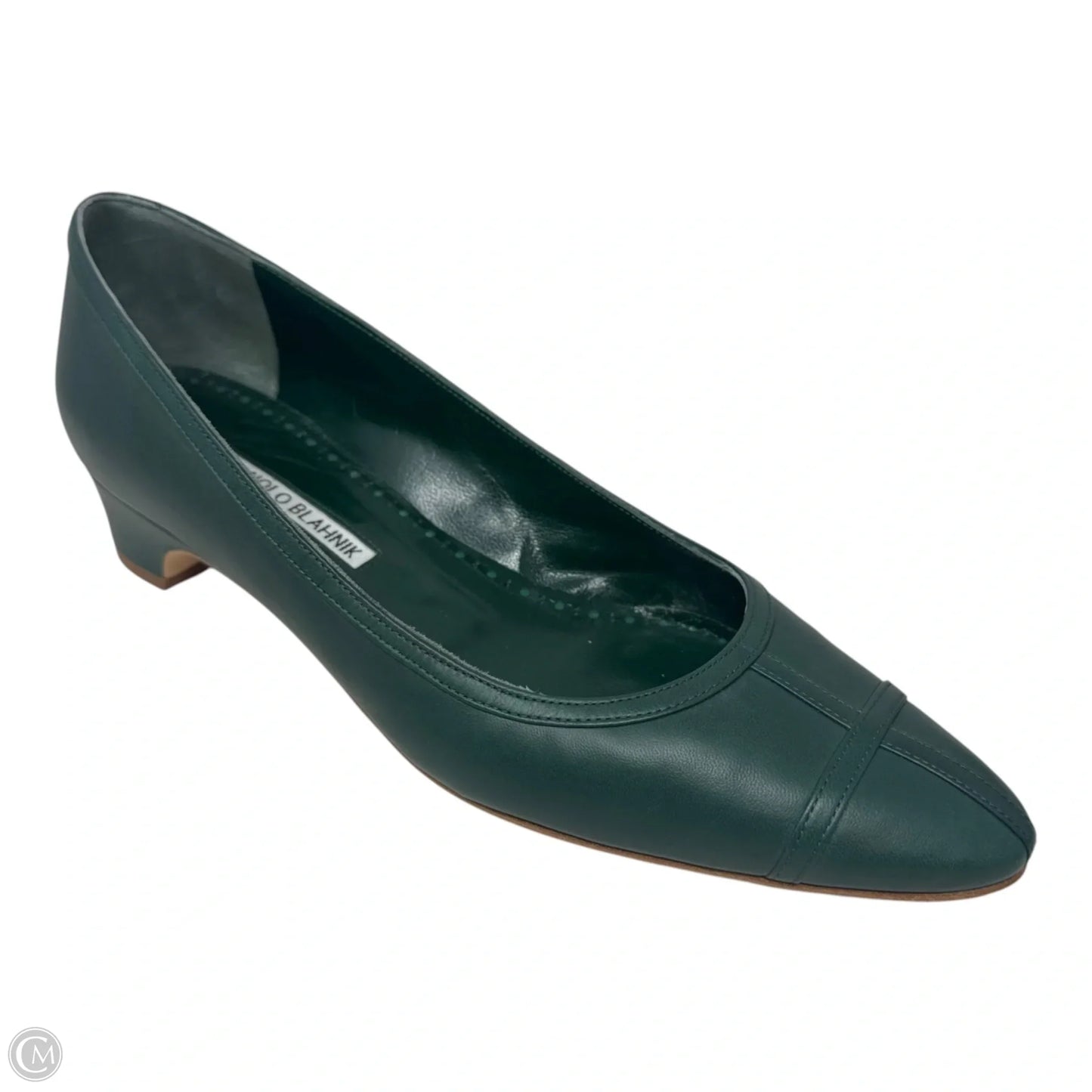 Lusilapla Block Heel Shoes Luxury Designer By Manolo Blahnik In Green, Size: 39.5