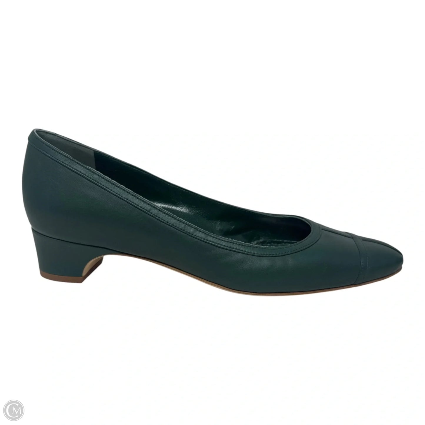Lusilapla Block Heel Shoes Luxury Designer By Manolo Blahnik In Green, Size: 39.5