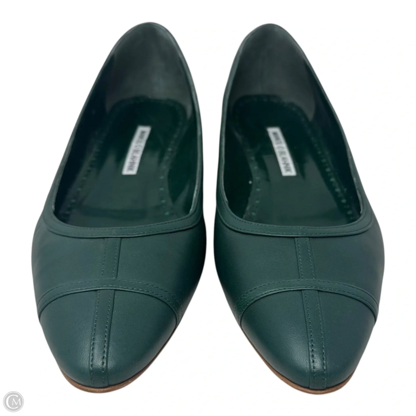 Lusilapla Block Heel Shoes Luxury Designer By Manolo Blahnik In Green, Size: 39.5