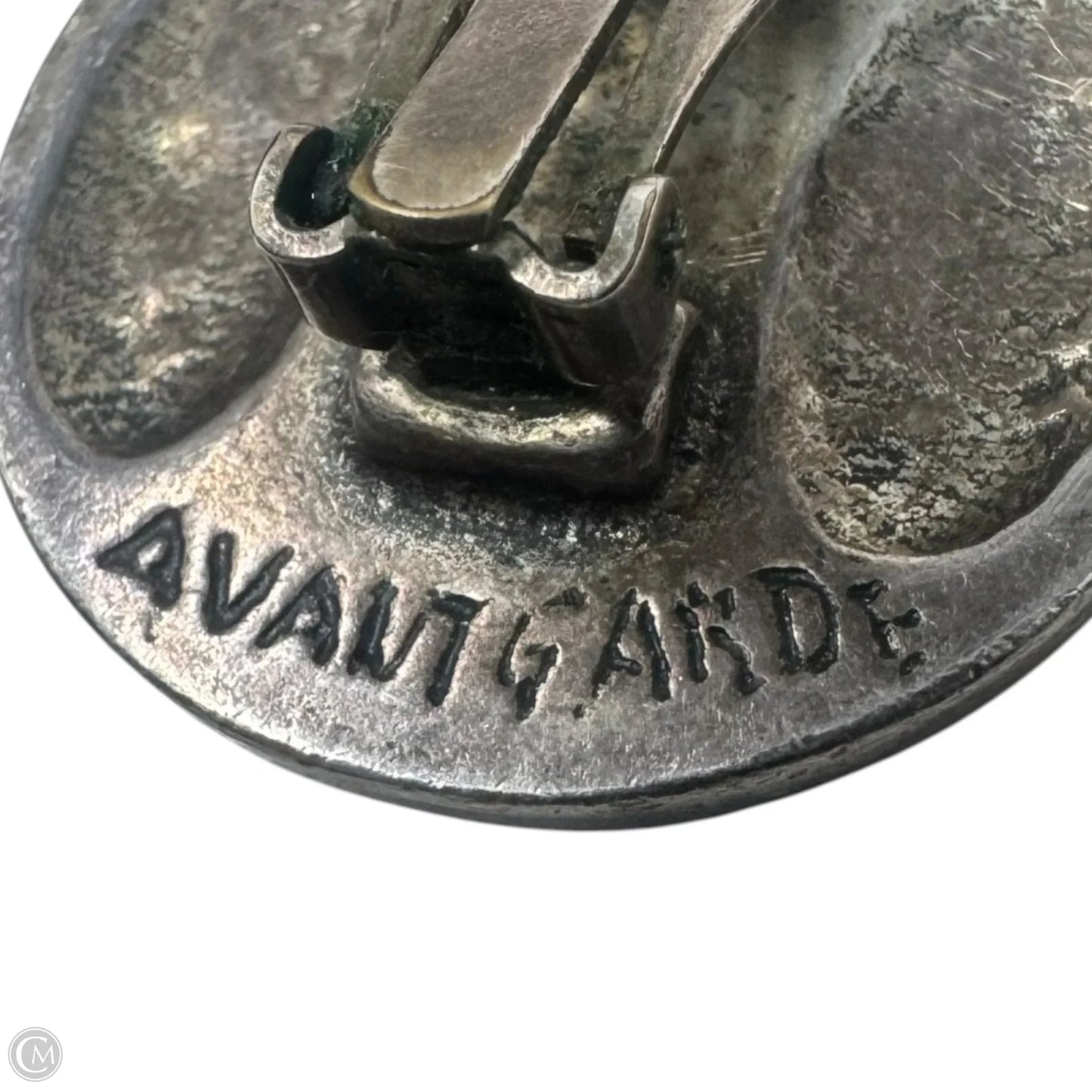 Vintage Round Modernist Silver Tone Clip On Earrings By Avant Garde