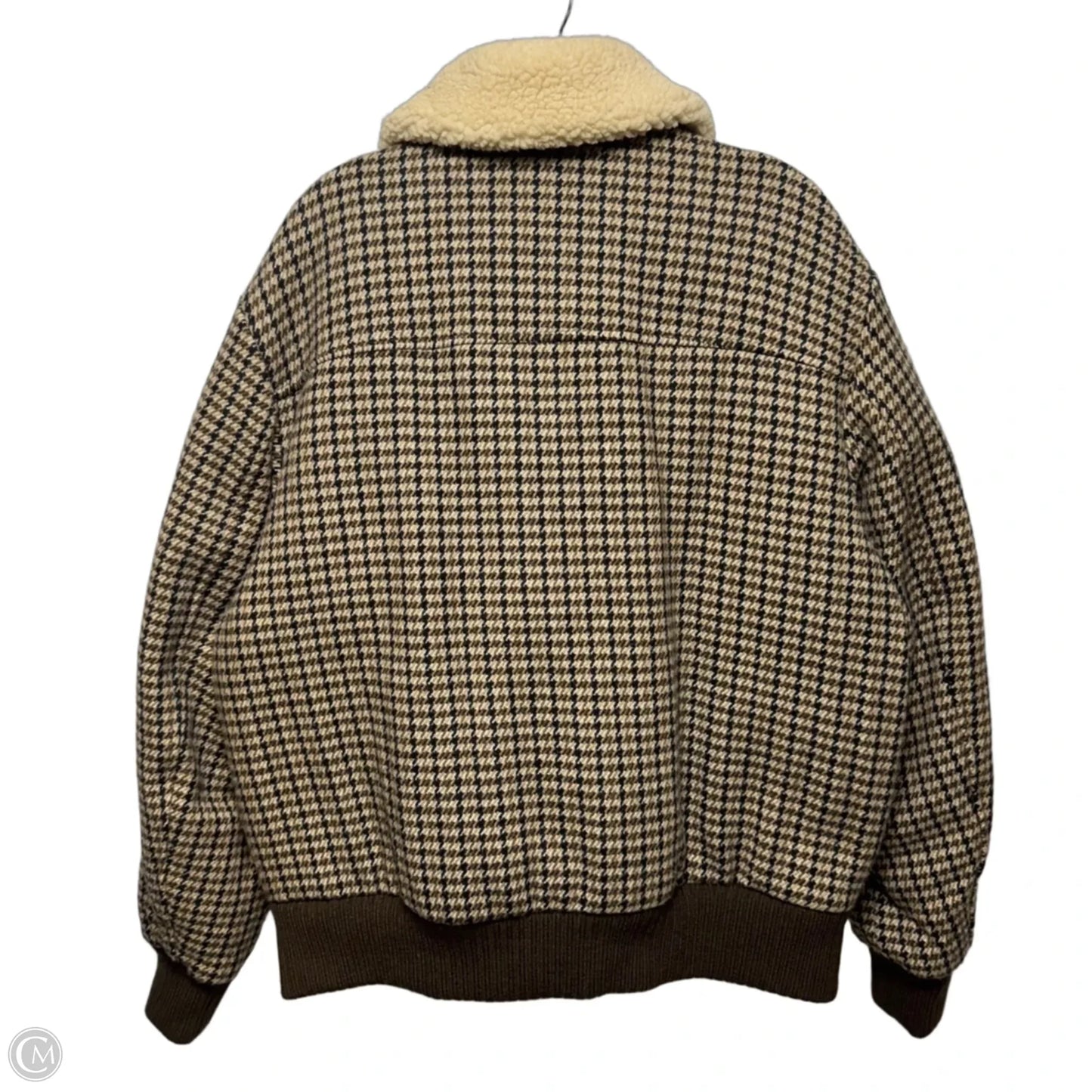 Wool Blend Puffer Jacket By Gap In Checkered Pattern, Size: M