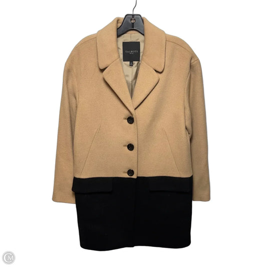 Coat Wool Blend By Talbots In Black & Tan, Size: 12p