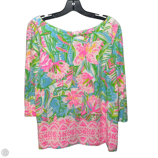 Top 3/4 Sleeve Designer By Lilly Pulitzer In Multi-colored, Size: L