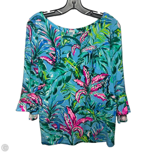 Top 3/4 Sleeve Designer By Lilly Pulitzer In Tropical Print, Size: L
