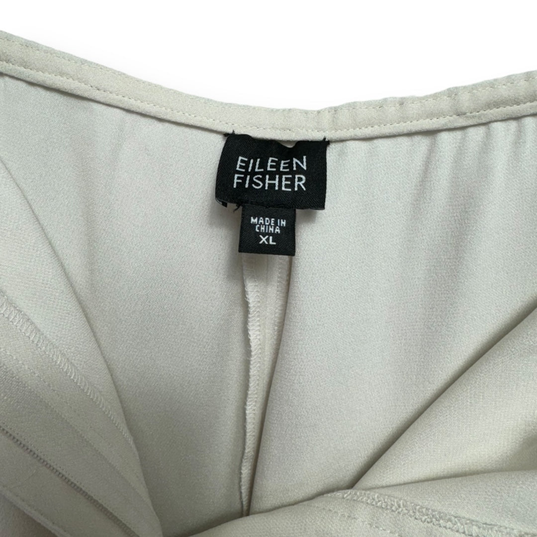 Silk White Pants Designer Eileen Fisher, Size Xl