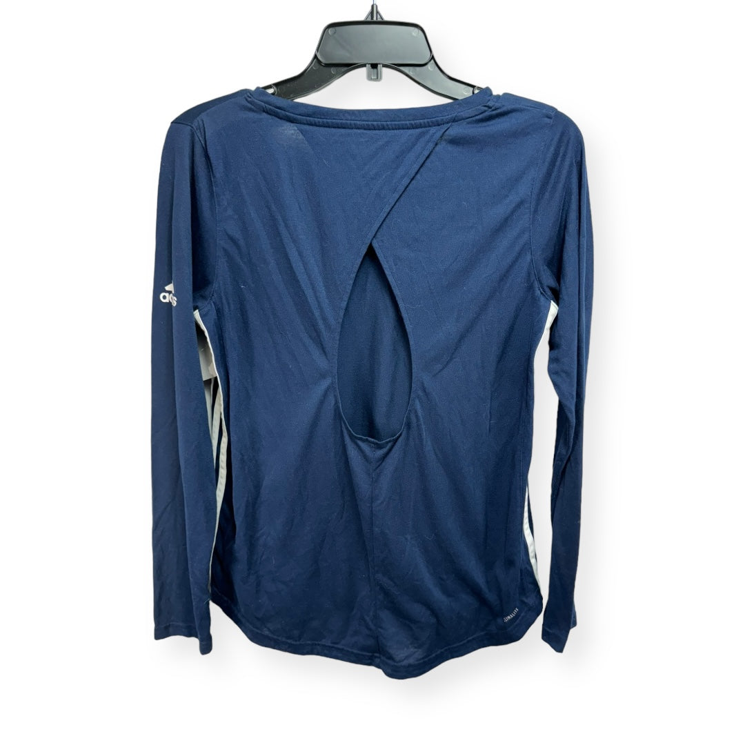 Navy Athletic Top Long Sleeve Crewneck Adidas, Size M