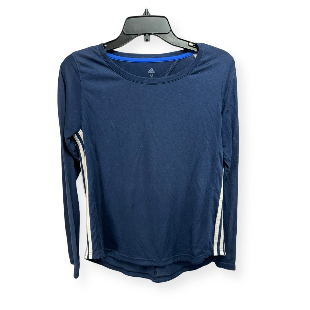 Navy Athletic Top Long Sleeve Crewneck Adidas, Size M